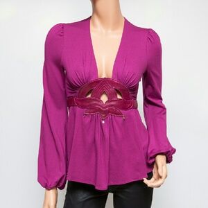 Ingwa Melero Magenta Leather Lotus Top